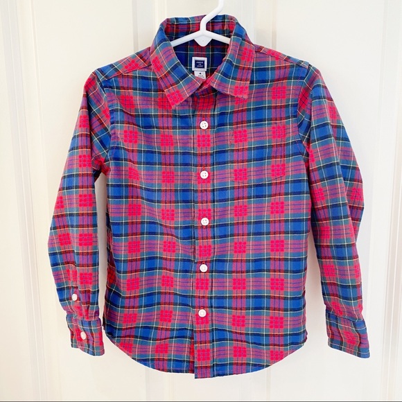 JANIE & JACK RED/BLUE/GREEN PLAID SHIRT. SZ 4. - Picture 1 of 4